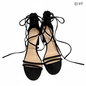 ALDO Onardonia Rhinestone Strappy Clear Heel Ankle Wrap Dress Sandals  Size 9